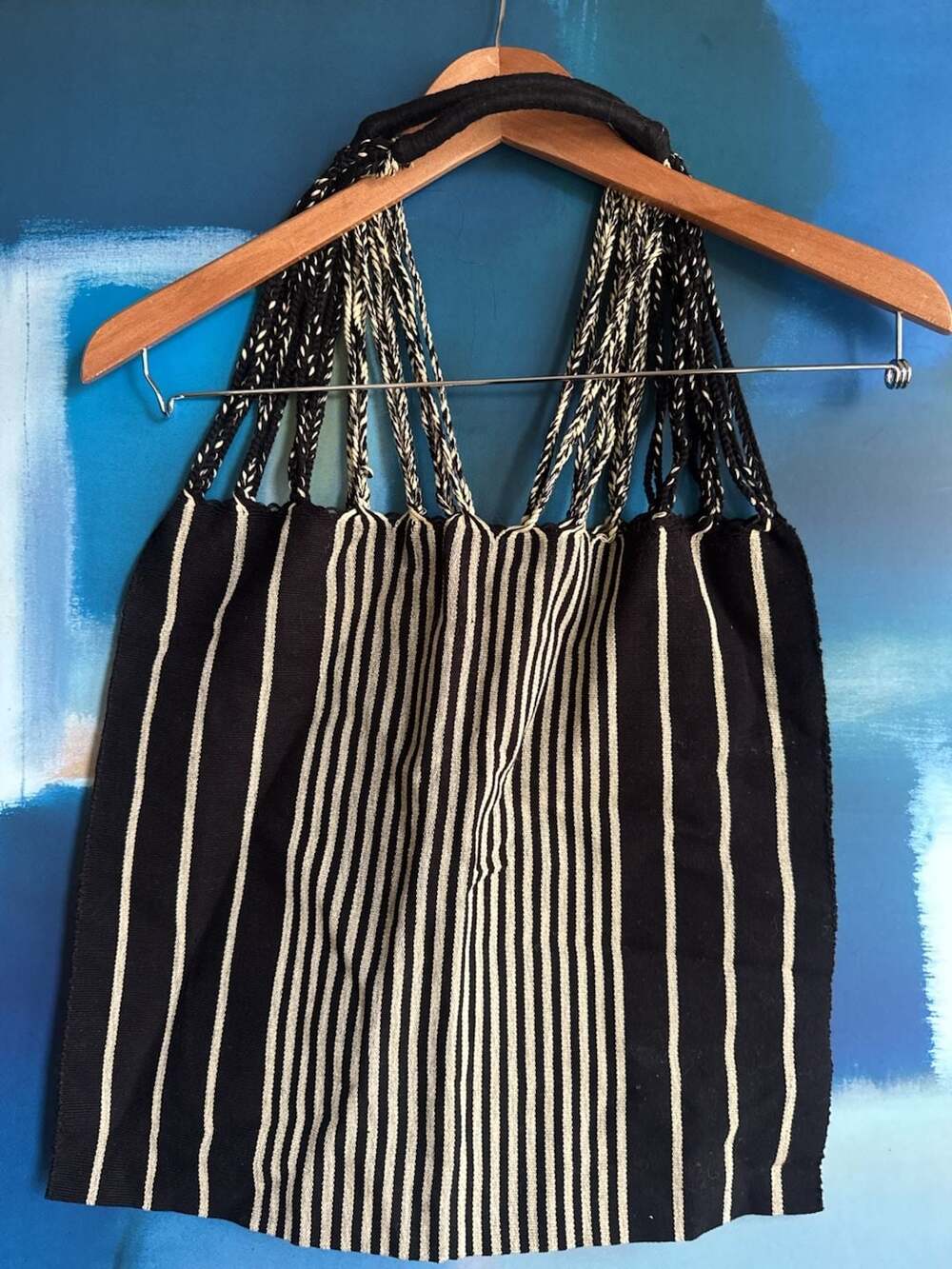 Hand-Woven Mexican Cotton Striped Hammock Tote Bag